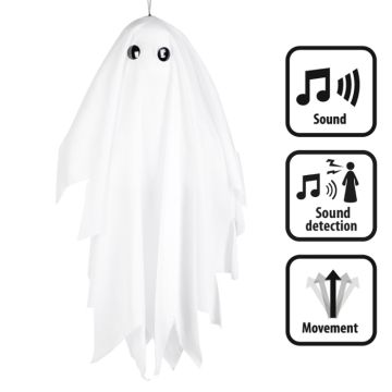 Skakande halloween-spöke med ljud för upphängning - 48 cm