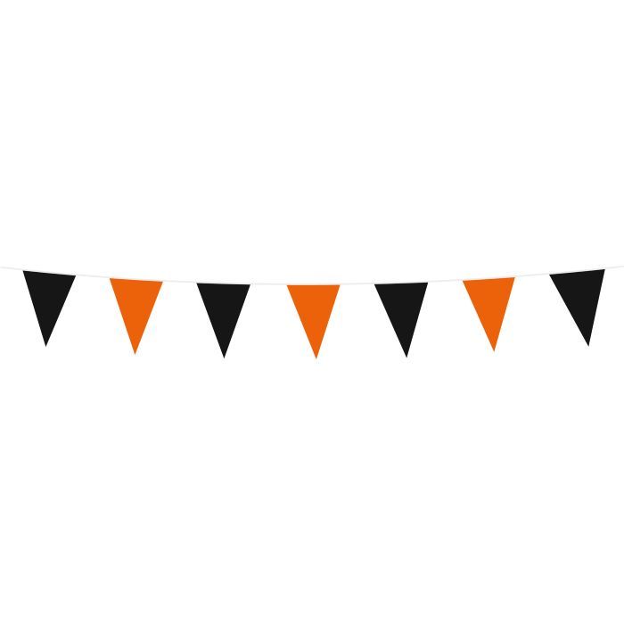 Svart och orange halloween flaggirlang - 3 m
