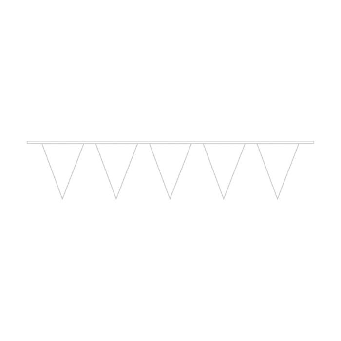 Vit Plastflag girland - 10 meter