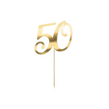 50 års tårtdekoration guld - 20,5 cm 