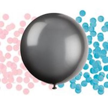 Svart Gender Reveal Ballong Med Konfetti - 61 cm