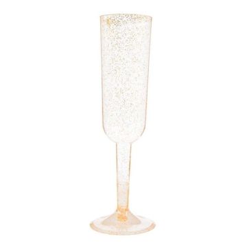 Champagneglas I Plast Guld Glitter - 4 st