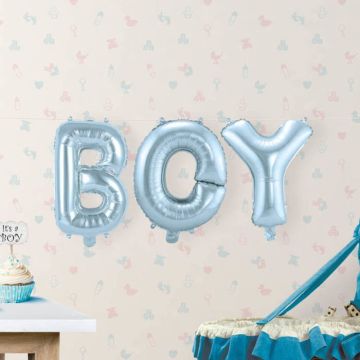 BOY Ljusblå folieballong - 36 cm