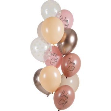 "Baby Girl" ballonger rosa 12 st - 33 cm 