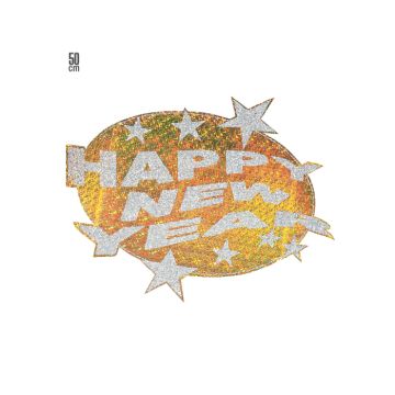 Happy new year glitter dekoration skylt 12x - 50 cm