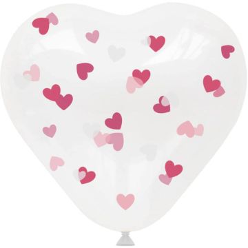 Hjärtformad Ballong Med Rosa Konfetti 4x - 30 cm