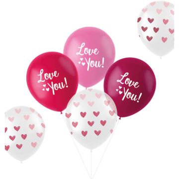 "Love You" Ballong mix Rosa 6x - 33 cm