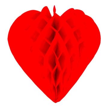 Hjärta Honeycomb Röd - 30 cm