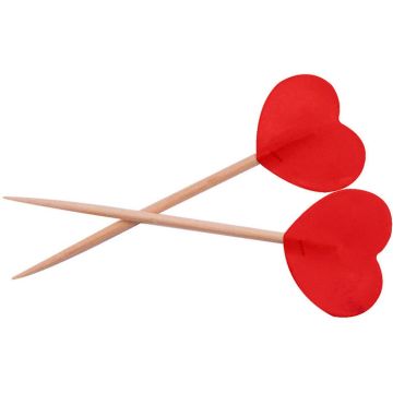 Hjärta Träpinnar Röd 50x - 6,5 cm