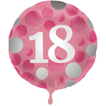 18 Års Folie Ballong Rosa - 45 cm