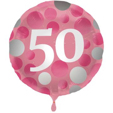 50 års Folie Ballong Rosa - 45 cm