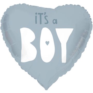 "It's A Boy" Hjärtformad Folie Ballong Blå - 45 cm