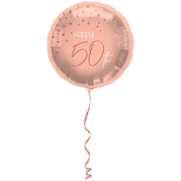 "Happy 50th" Folie Ballong Rosa - 45 cm
