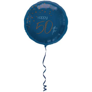 "Happy 50th" Folie Ballong Blå - 45 cm