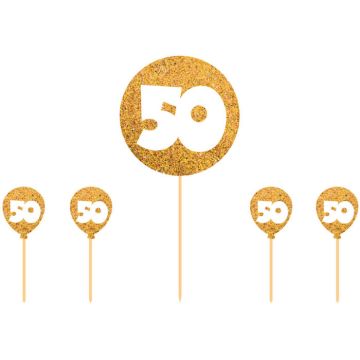 50 Års Tårtdekoration Guld 5x