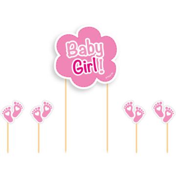 "Baby Girl" Tårtdekorering Rosa 5x