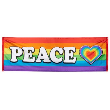 "Peace" regnbågsfärgad banner - 74x220 cm