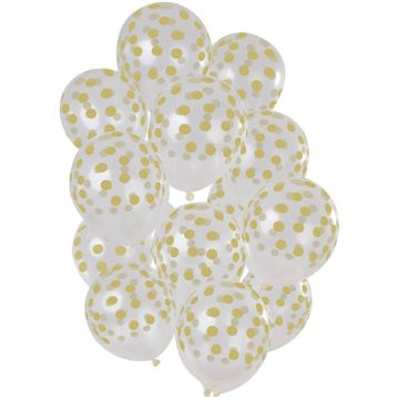 Guld prickiga transparenta ballonger 15x - 30 cm