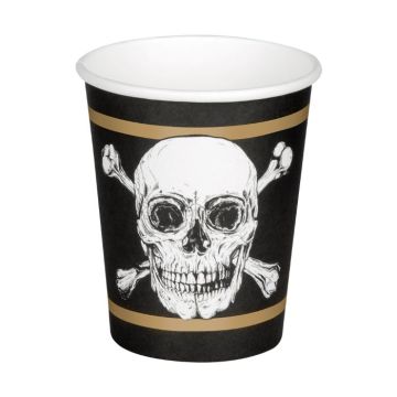 Piratmugg med döskalle och guldstripes 10x - 210 ml