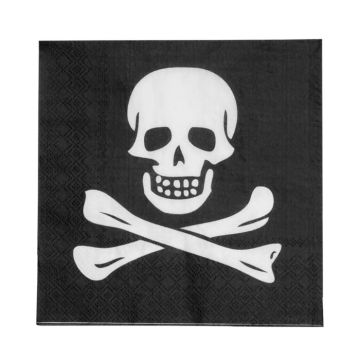 Piratservetter med döskalle 20x - 33x33 cm