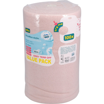 Mikrofiberklud rulle med 100 stk - 30x30 cm