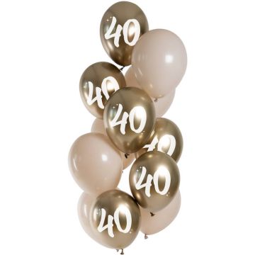 40 års ballonger guld 12x - 33 cm