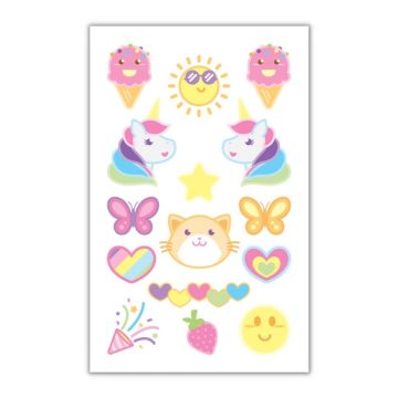 Falska regnbågsfärgade enhörningstatueringar 15x