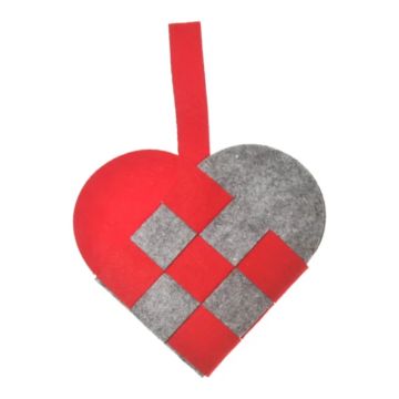 Julehjerte i rød til ophæng -  20 cm