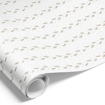 Gavepapir i hvid med guld motiver - 1000x70 cm