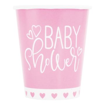 Babyshower pappersmuggar rosa flicka 8x