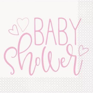 Servetter i rosa till babyshower tjej 16x