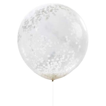 Ballong med Vit Konfetti - 90 cm