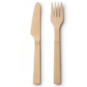 Bambubestick - 10 gafflar och 10 knivar