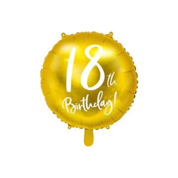 18 Års Födelsedagsballong Guld - 45 cm