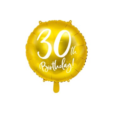30 års Födelsedagsballong Guld - 45 cm