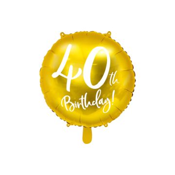 40 Års Födelsedagsballong guld - 45 cm
