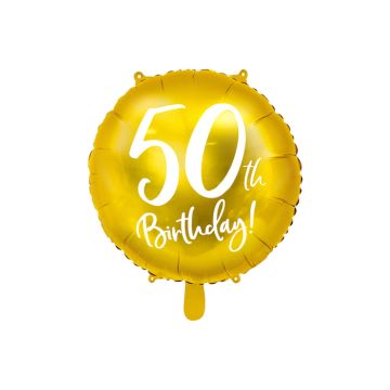 50 års Födelsedagsballong Guld - 45 cm