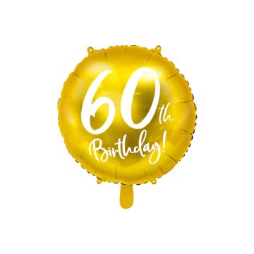 60 Års Födelsedagsballong Guld - 45 cm