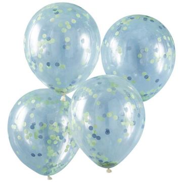 Blå & Grön Konfetti Ballong 5x - 30 cm
