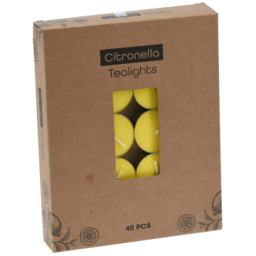 Citronella gult värmeljus 40x - 38x38x14 mm