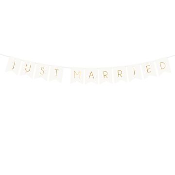 "Just Married" Girlang Vit och Guld - 155 cm