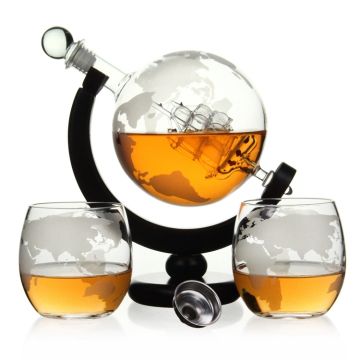 Whiskykaraff Globus med glas