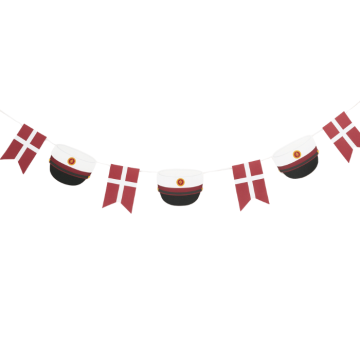 Röd studentmössa & Dannebrog Girlang - 4 m 