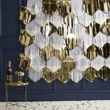 Vit & Guld Backdrop - 7 x 2 meter
