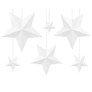Vita Stjärnor Takdekoration 6x