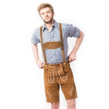 Lederhosen i Ljusbrunt med mönster oktoberfest
