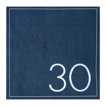 30-Årsdag Servetter i Blått 16x