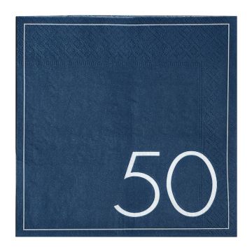 50-Årsdag Födelsedags Servetter i Blått 16x