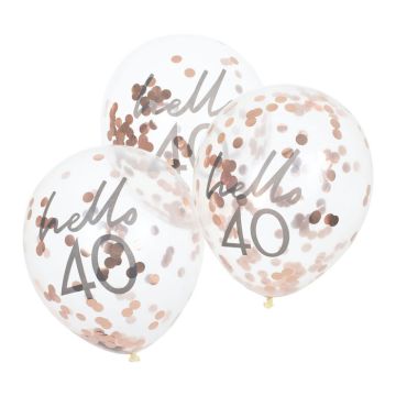 Hello 40 rose gold födelsedagsballonger 5x 