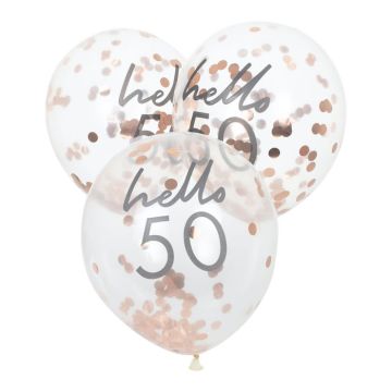 Hello 50 rose gold födelsedagsballonger 5x